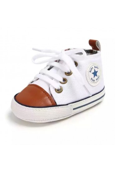 Παπουτσάκια αγκαλιάς άσπρα καφέ K4WHITEBR