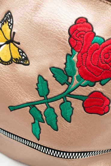 Γυναικεία μπρονζέ μεταλιζέ τσάντα