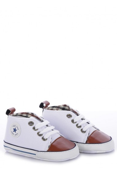 Παπουτσάκια αγκαλιάς άσπρα καφέ K4WHITEBR